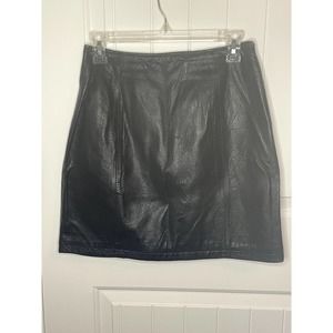 Wilson's Black Leather Lined Mini Skirt Size 8